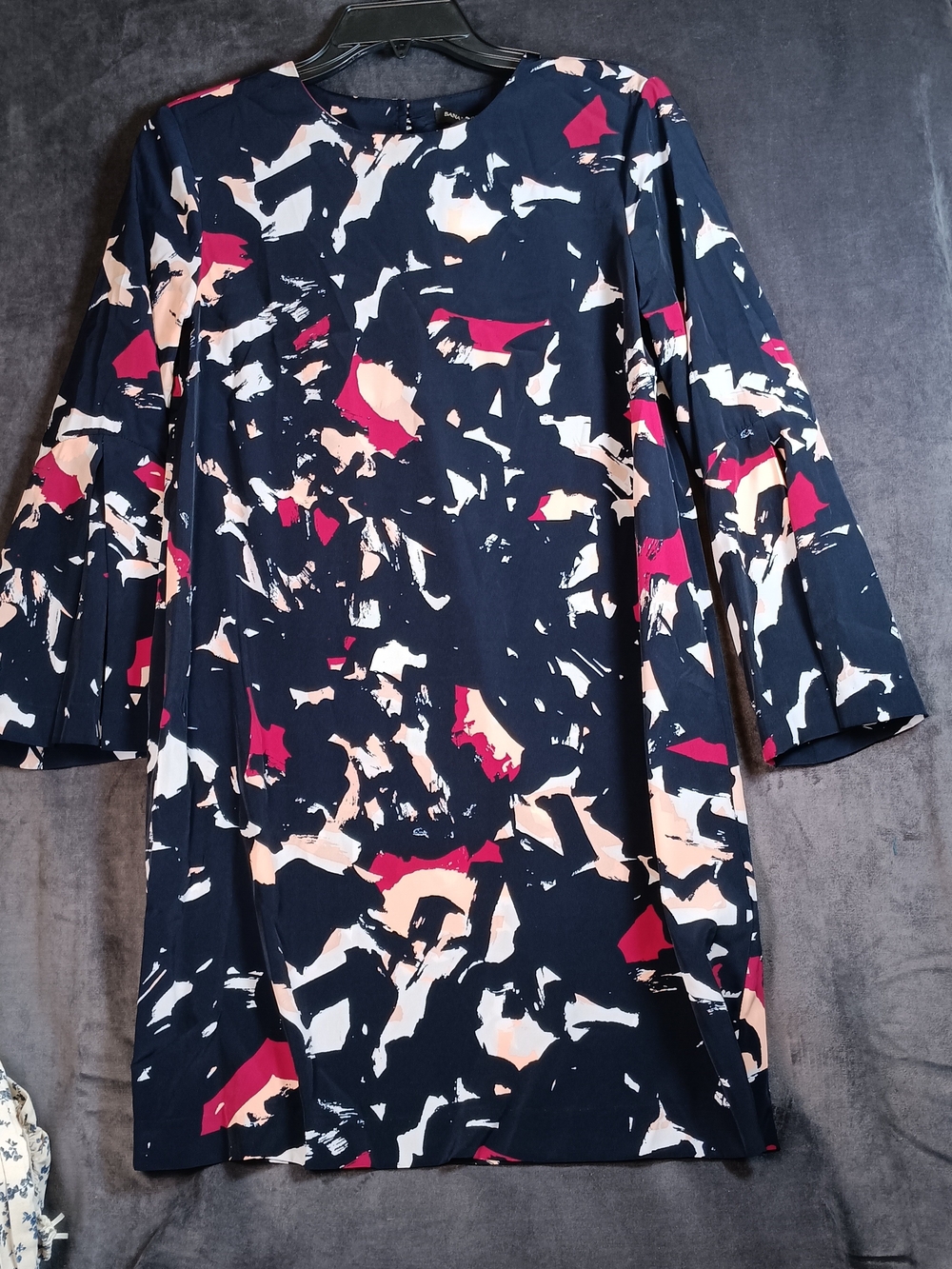 Banana Republic Navy Dress with Pink and Cream Abstract Print